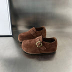 Damen Komfortable Wildleder-Clogs mit modischem Schnallenverschluss R&B