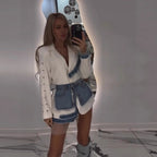 Damen modische Blazerjacke mit Rüschendetails R&B