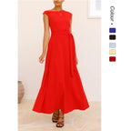 Damen Maxikleid mit schickem asymmetrischen Ausschnitt und eleganter Schleife EB