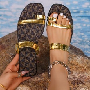 Damen modische Flip-Flops mit glänzenden Riemen R&B