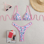 Damen Triangel-Bikini mit floralem Design und verstellbaren Trägern R&B