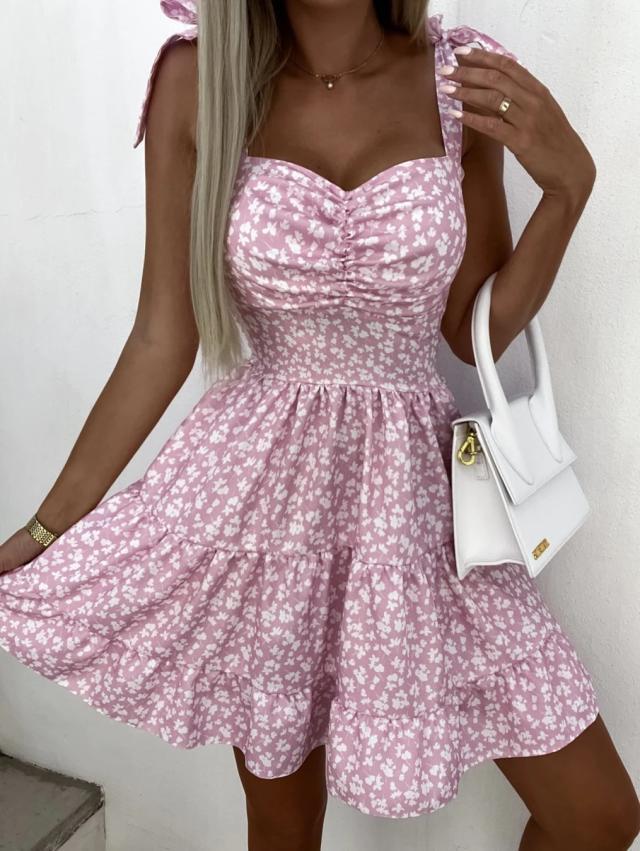 Damen Sommerliches Blümchenkleid mit taillierten Rüschendetails R&B