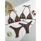 Damen Triangel-Bikini-Set mit verspieltem Punktedesign und elastischen Trägern R&B