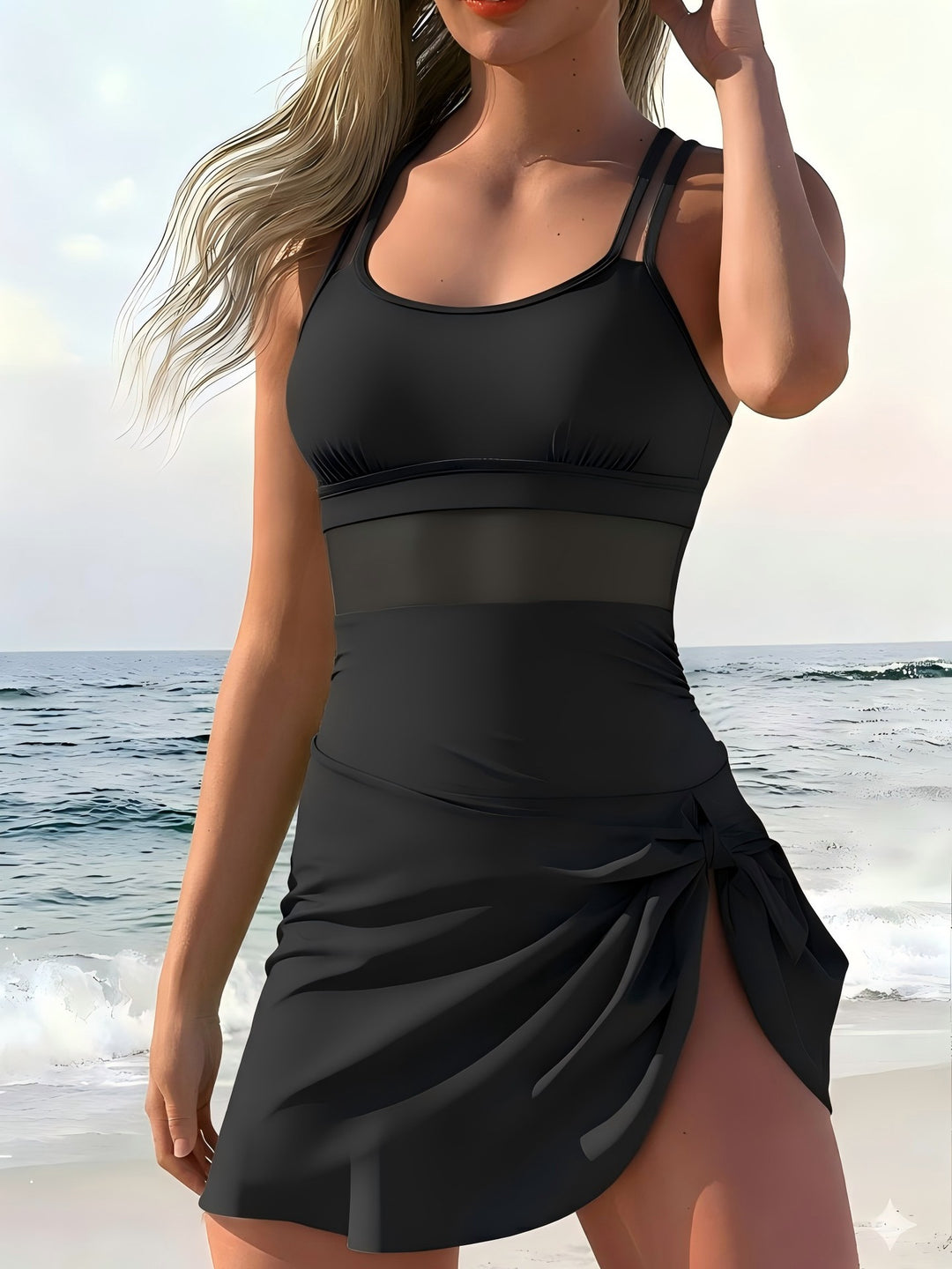 Damen Sportlicher Tankini mit Wickelrock R&B