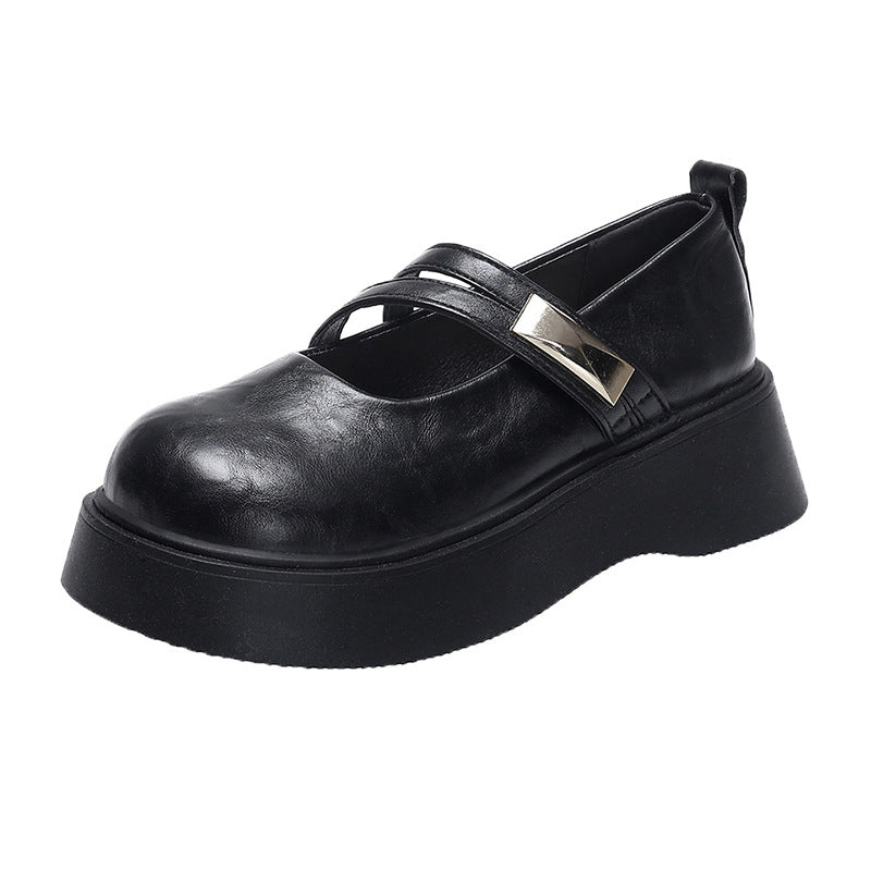 Damen komfortable Plateau-Mary Jane Schuhe mit modischen Riemchen R&B