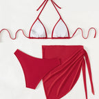 Damen Triangel-Bikini mit floralen Mustern und seitlichem Wickelelement R&B