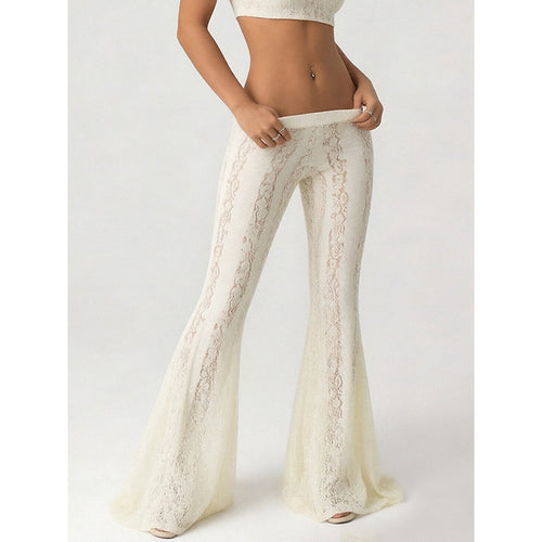 Damen Elegante Spitzenhose im Flared-Design R&B
