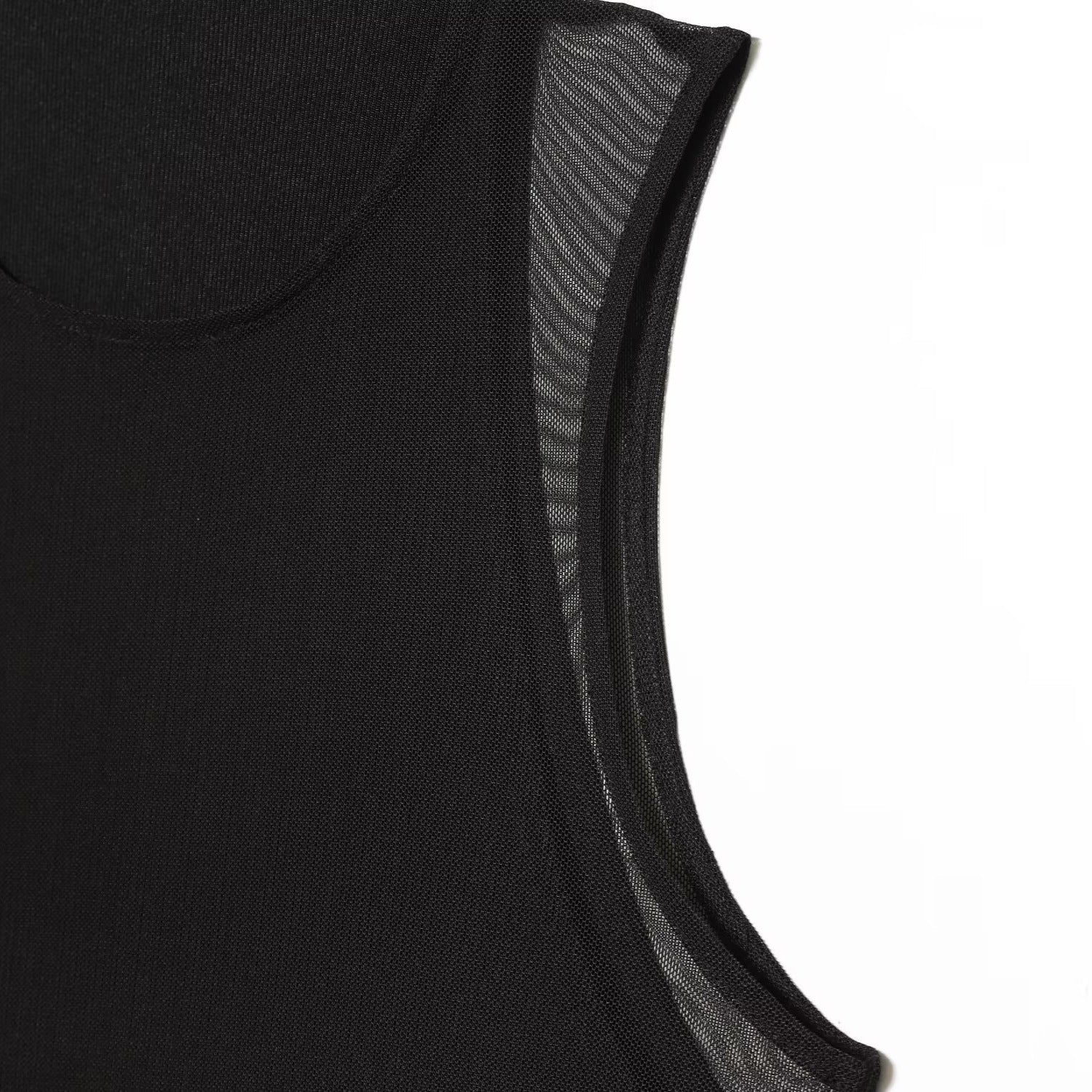 Damen Langarm Kleid aus transparentem Mesh-Material mit Stehkragen R&B
