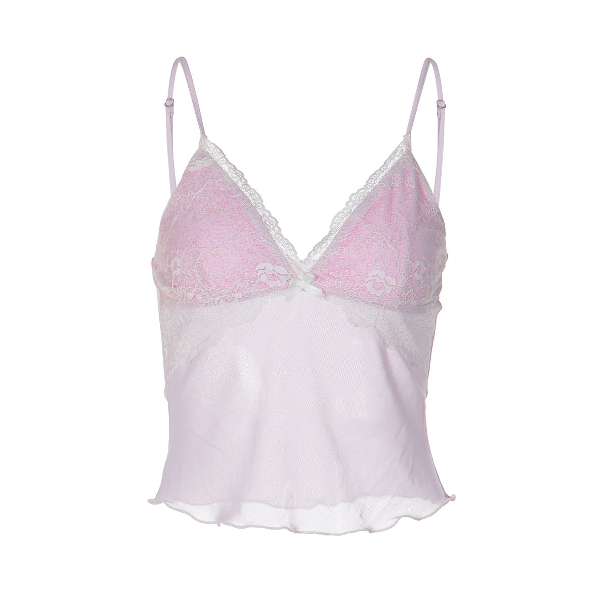 Damen Spitzencrop-Top mit feinen Trägern und zartem Design R&B