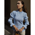 Damen elegante Bluse mit Rüschendetails und Smock-Effekt R&B