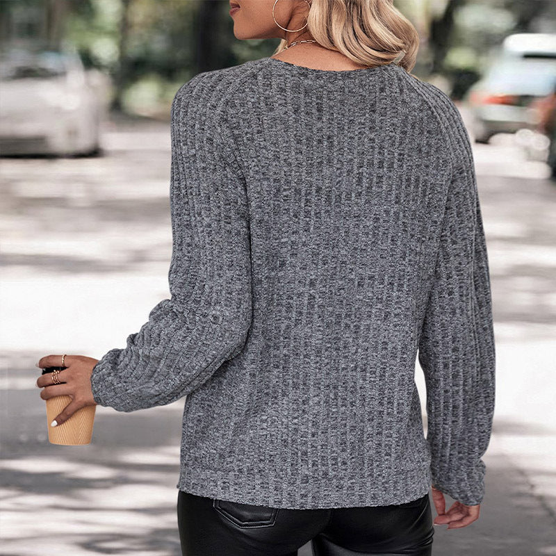 Damen lässiger Pullover mit strukturierter Oberfläche und weitem Schnitt R&B