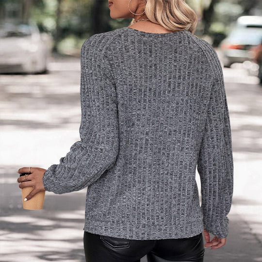 Damen lässiger Pullover mit strukturierter Oberfläche und weitem Schnitt R&B