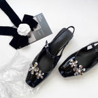 Damen Slingback-Pumps mit glamourösem Blumenschmuck und stilvollem Design