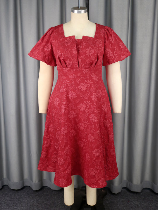 Damen Midikleid mit schwingendem Rock und floralen Mustern R&B