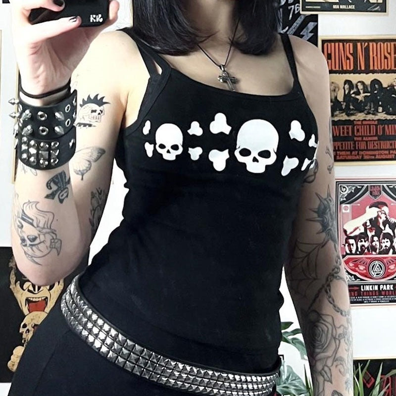 Damen Tanktop mit auffälligem Totenkopf-Design R&B