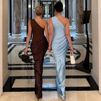 Damen Elegantes Maxikleid mit asymmetrischem Schnitt und raffinierten Drapierungen R&B