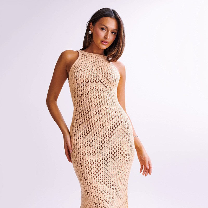 Damen elegantes Häkelkleid mit tiefem Ausschnitt R&B