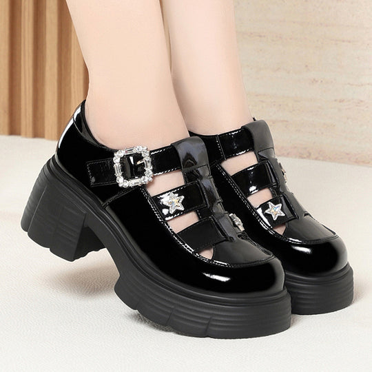 Damen Modische Plateau-Schuhe mit dekorativem Schnallen-Detail R&B