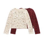 Damen Strickjacke Aus Feiner Spitze mit Dekorativen Knopfdetails und Eleganter Silhouette R&B