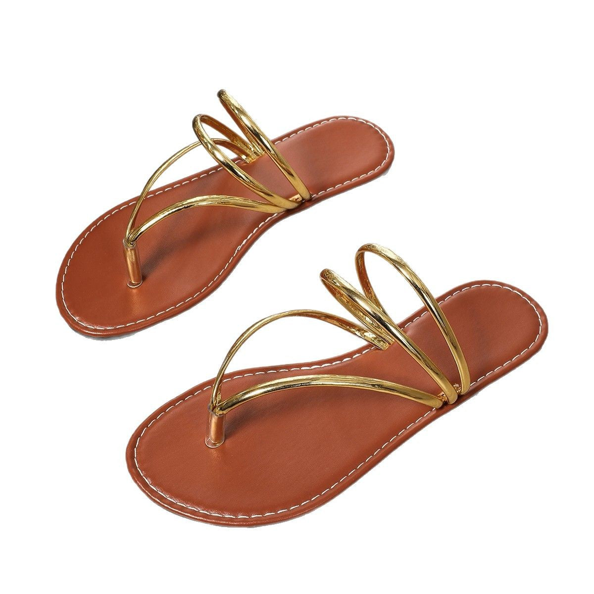 Damen Sandalen mit metallic Riemen und eleganter V-Form R&B