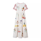 Damen Sommerkleid mit buntem Stickdesign und lockerem Schnitt R&B