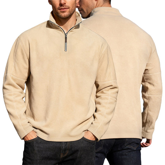 Herren nan leichter Mikrofleece-Performancepullover mit kurzem Reißverschluss Raglanärmeln und formgebenden Nähten R&B