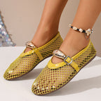 Damen luftige Schlüpfschuhe mit elegantem Netzdesign und modischer Schnalle R&B