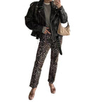 Damen jacke im Biker-Stil mit Volumenärmeln und asymmetrischem Reißverschluss R&B