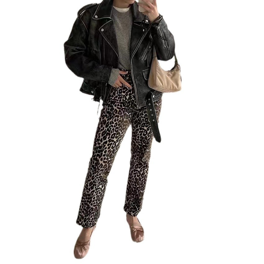 Damen jacke im Biker-Stil mit Volumenärmeln und asymmetrischem Reißverschluss R&B