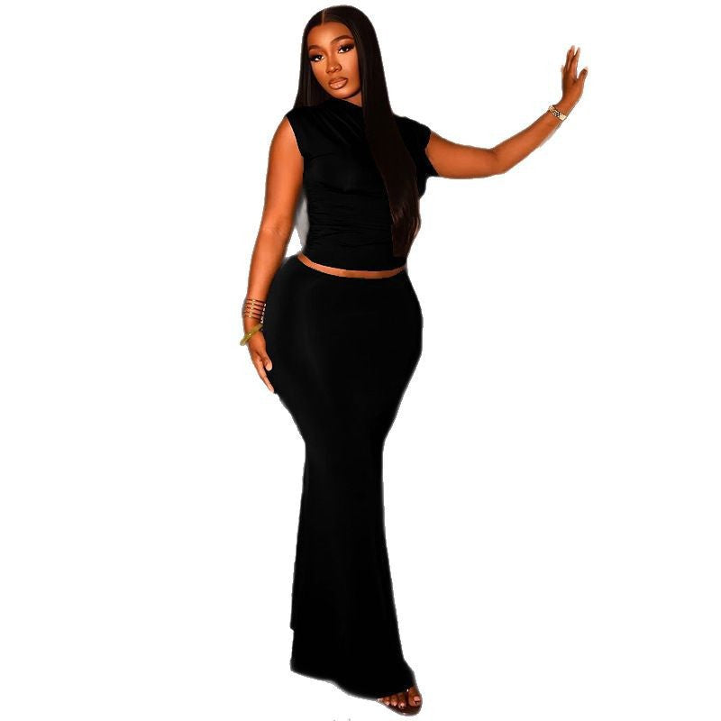 Damen Elegantes Wickeloberteil und figurbetonte Maxirock Kombination R&B