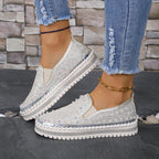 Damen Glamouröse Slip-On Sneakers mit funkelndem Glitzer und Nieten R&B