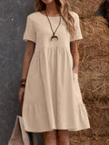 Damen Lockeres Baumwollkleid mit Taschen und Volant R&B