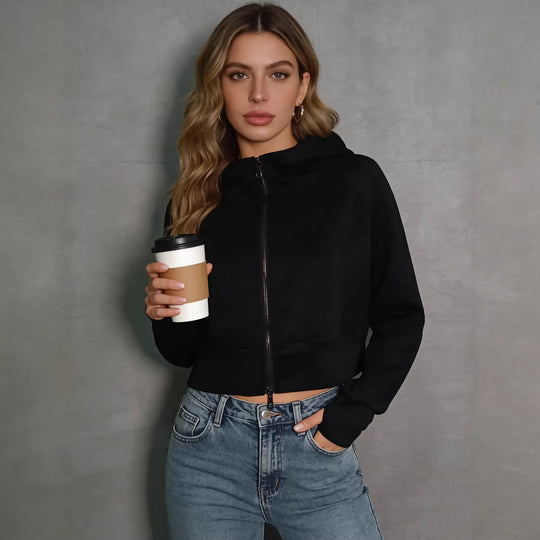 Damen sportliche und modische Jacke mit Kapuze R&B