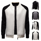 Herren modische Strickjacke mit durchgehendem Reißverschluss und kontrastierenden Ärmelstrukturen