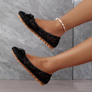 Damen Ballerinas mit filigranem Spitzen-Design und zarter Schleifen-Applikation R&B