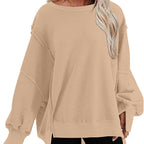 Damen Oversize Sweatshirt mit Ballonärmeln und seitlichen Schlitzen R&B