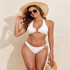 Damen Triangel-Bikini mit dekorativem Herzdetail und schicker Rippstruktur R&B