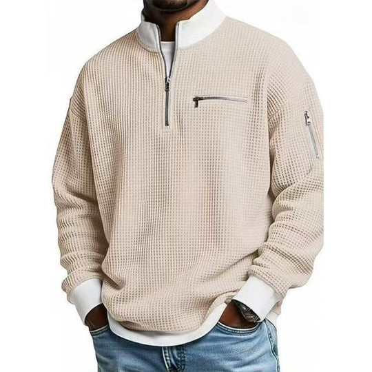 Herren Sweatshirt mit hohem Kragen und praktischem Reißverschluss R&B