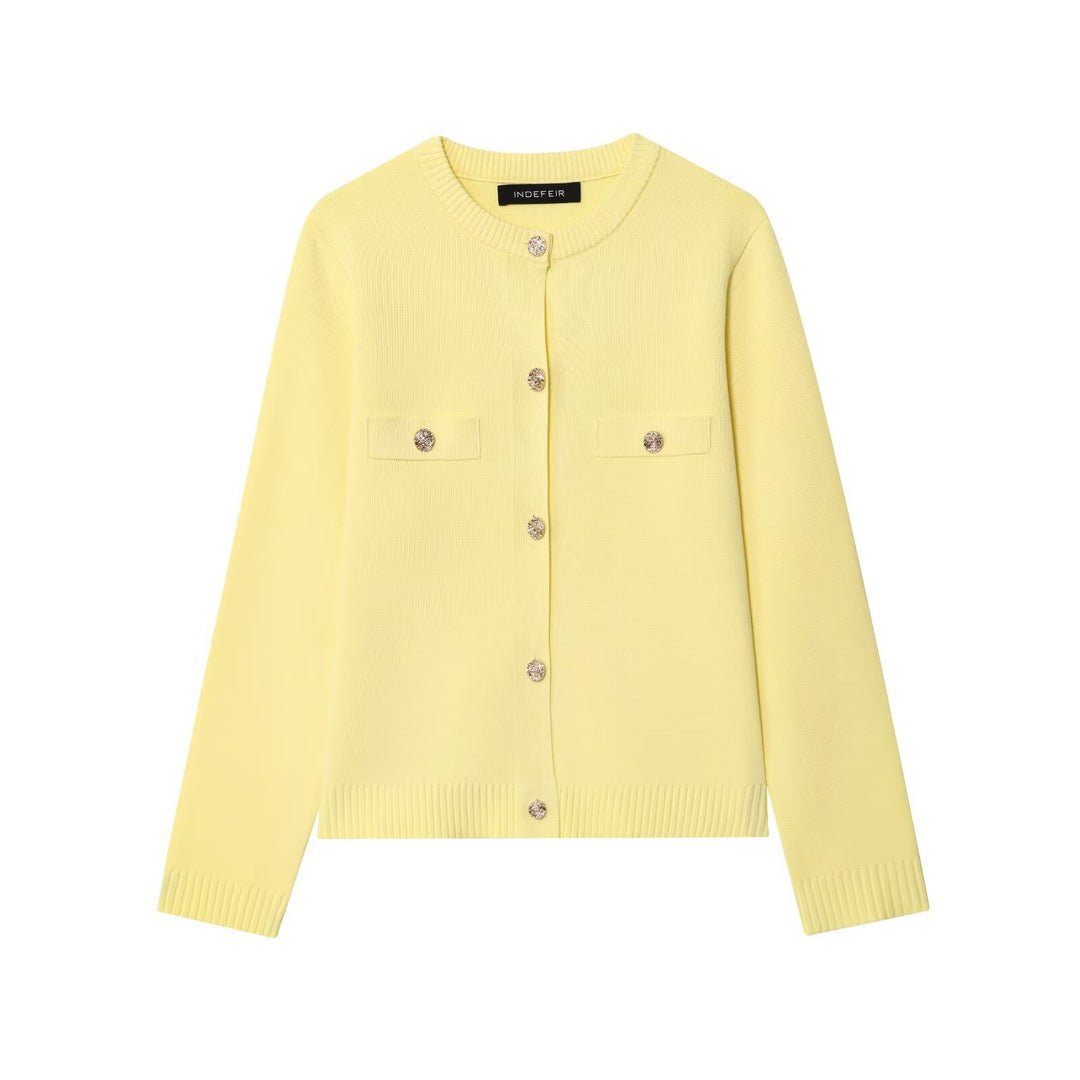 Damen Cardigan mit Knopfdetails und Brusttaschen R&B