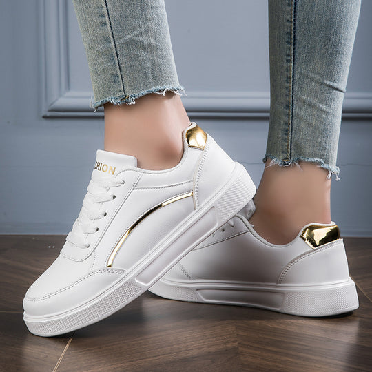 Damen nan niedrig geschnittener Kunstleder Sneaker mit holografischem Fersenbesatz R&B