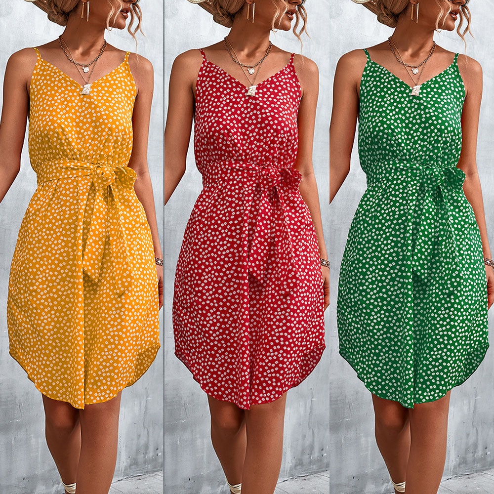 Damen Sommerliches Blusenkleid mit floralem Muster und knopfbarem Taillengürtel R&B