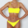 Damen Bikini mit modischem Bandeau-Oberteil und verstellbaren Trägern R&B