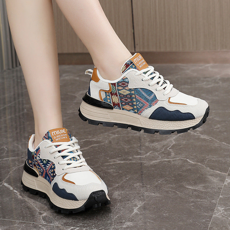 Damen Sportliche Sneakers mit farbenfrohem Ethno-Muster und rutschfester Sohle R&B