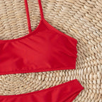 Damen Hochtailliertes Bikini-Set mit schmalen Trägern und elastischem Bund R&B