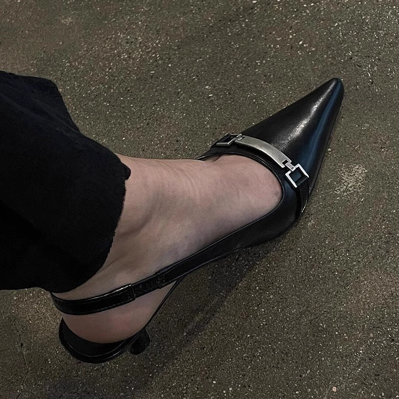 Damen Slingback Pumps mit zierlicher Schnallenverzierung R&B