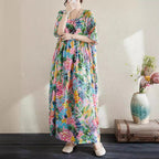 Damen Maxi-Kleid mit floralem Design und lässigem Schnitt R&B