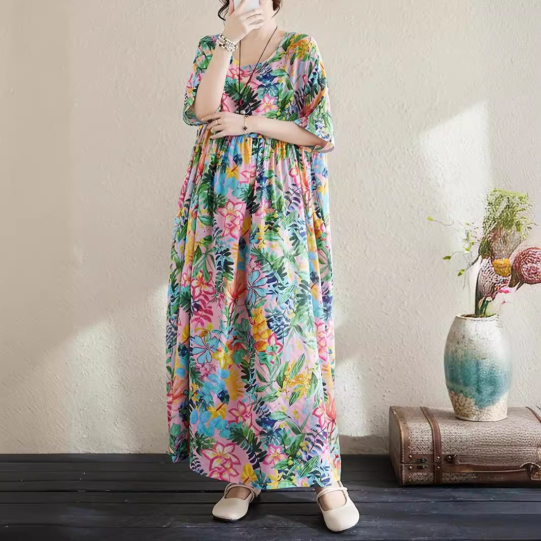 Damen Maxi-Kleid mit floralem Design und lässigem Schnitt R&B