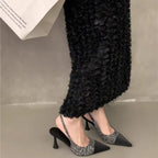 Damen Slingback Pumps aus edlem Materialmix R&B