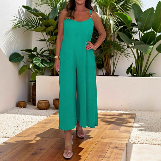 Damen Jumpsuit mit weiten Beinen und eleganten Trägern R&B