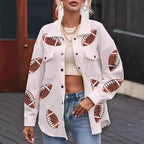 Damen Oversized Jacke mit Football-Design und praktischen Taschen R&B
